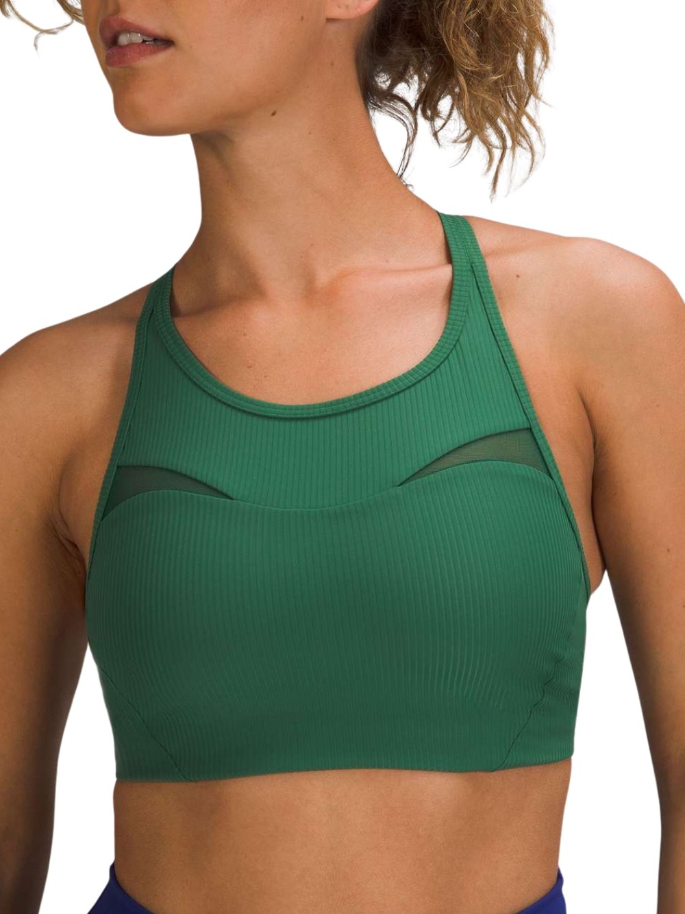 Lululemon Ribbed-Mesh High-Neck Bra *Medium Support, B/C Cup Size 6 Green